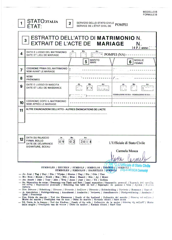 certificado plurilingüe matrimonio